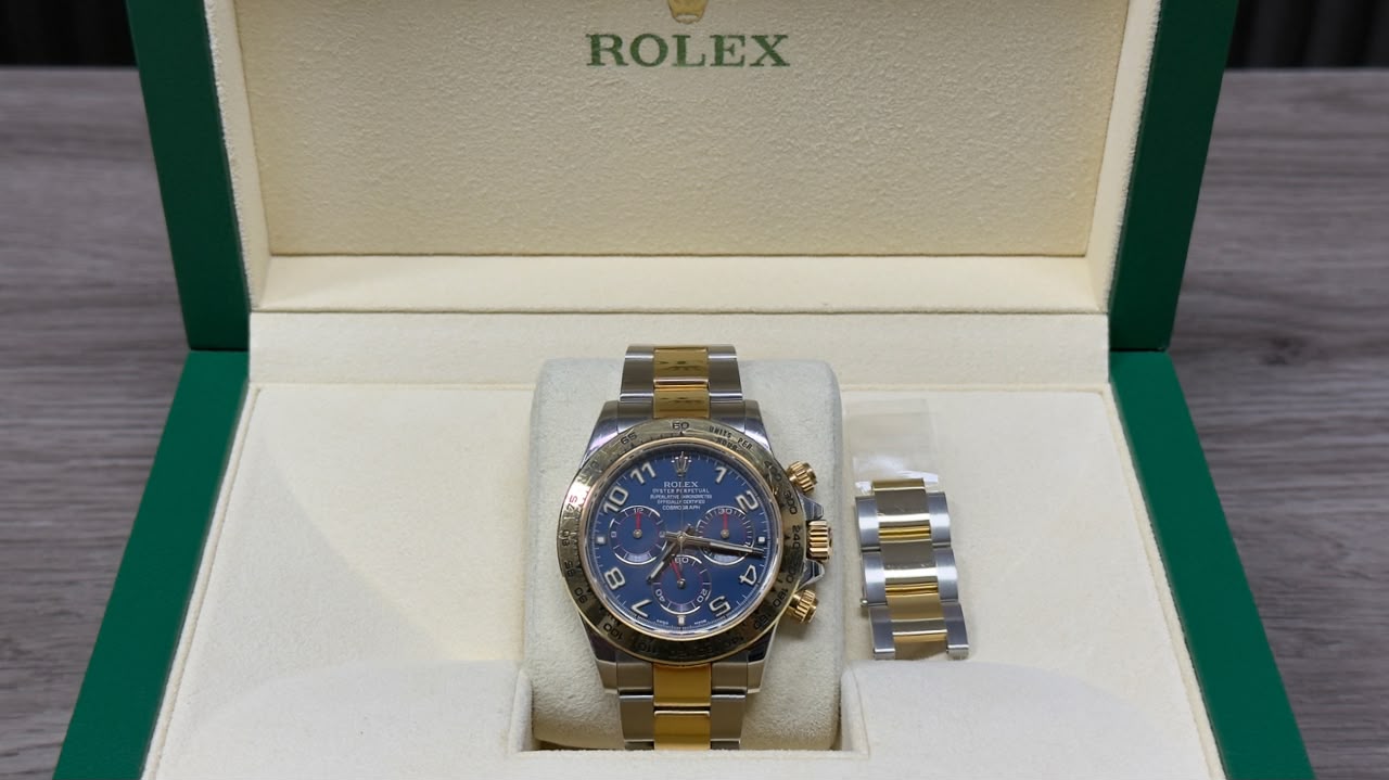 ROLEX DAYTONA BLUE DIAL GOLD & STEEL