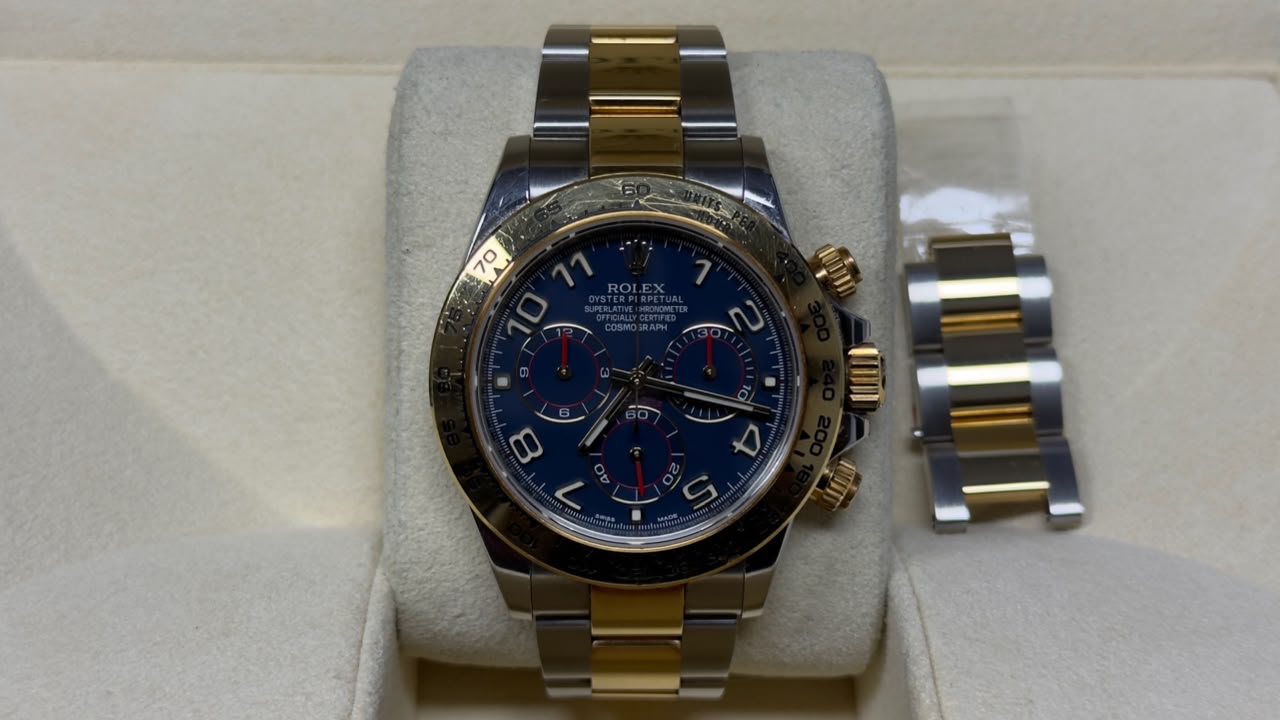 ROLEX DAYTONA BLUE DIAL GOLD & STEEL