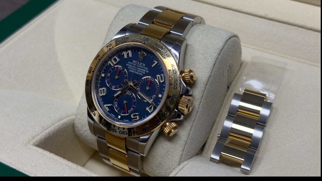 ROLEX DAYTONA BLUE DIAL GOLD & STEEL