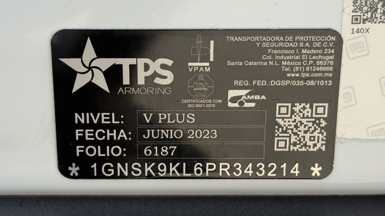 CHEVROLET SUBURBAN HIGH COUNTRY BLINDAJE V PLUS TPS 2023